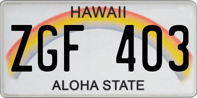HI license plate ZGF403