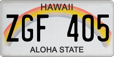HI license plate ZGF405