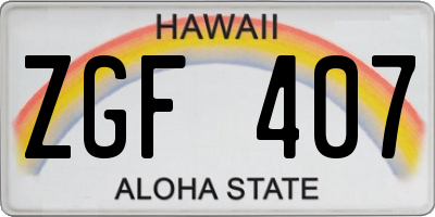 HI license plate ZGF407