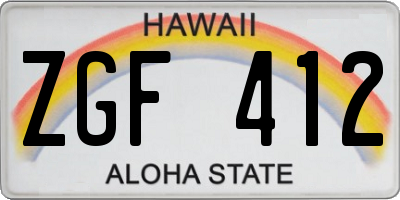 HI license plate ZGF412