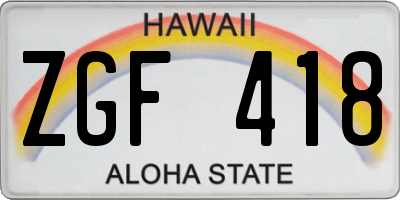 HI license plate ZGF418