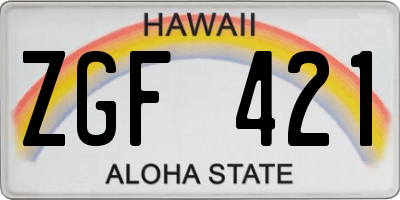 HI license plate ZGF421