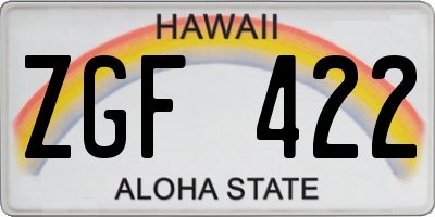 HI license plate ZGF422