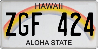 HI license plate ZGF424