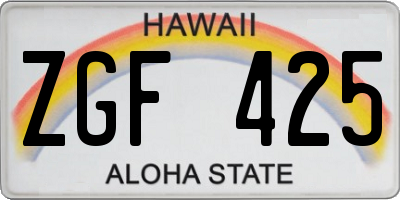 HI license plate ZGF425