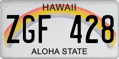 HI license plate ZGF428