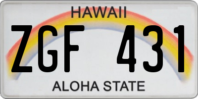 HI license plate ZGF431