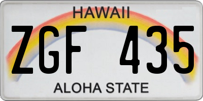 HI license plate ZGF435
