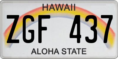 HI license plate ZGF437