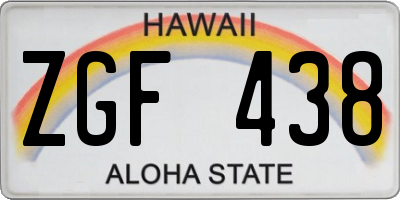 HI license plate ZGF438