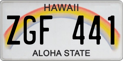 HI license plate ZGF441