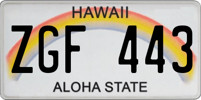 HI license plate ZGF443