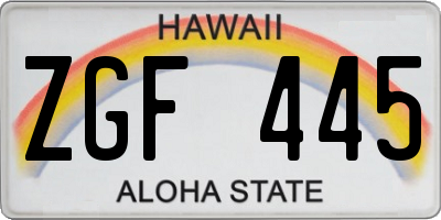 HI license plate ZGF445