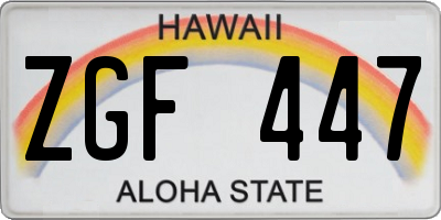 HI license plate ZGF447