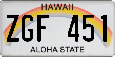 HI license plate ZGF451