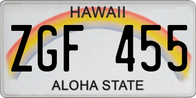 HI license plate ZGF455