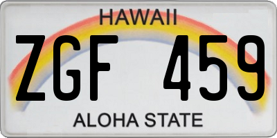 HI license plate ZGF459
