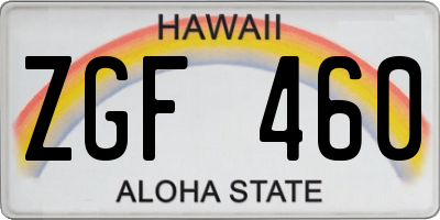 HI license plate ZGF460