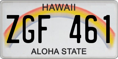 HI license plate ZGF461