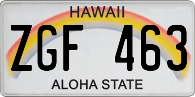 HI license plate ZGF463