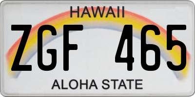 HI license plate ZGF465