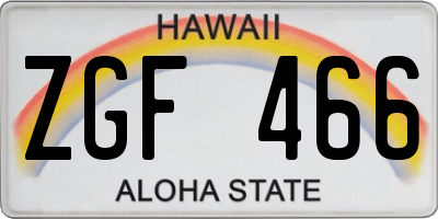 HI license plate ZGF466