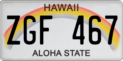 HI license plate ZGF467