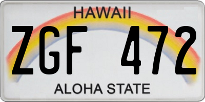 HI license plate ZGF472