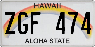HI license plate ZGF474