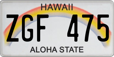 HI license plate ZGF475