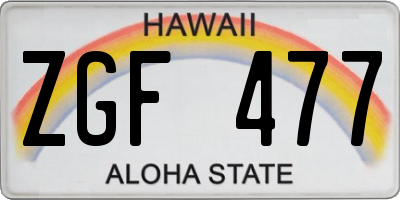 HI license plate ZGF477
