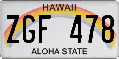 HI license plate ZGF478