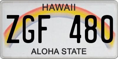 HI license plate ZGF480