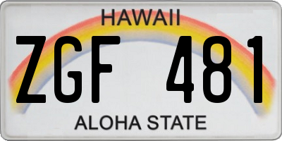 HI license plate ZGF481