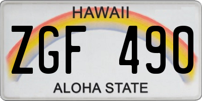 HI license plate ZGF490