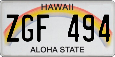 HI license plate ZGF494