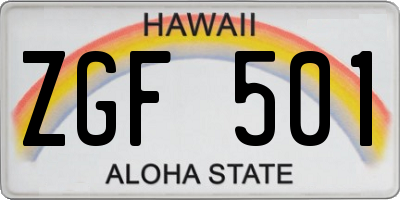 HI license plate ZGF501