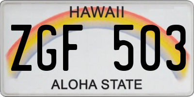 HI license plate ZGF503