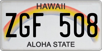 HI license plate ZGF508