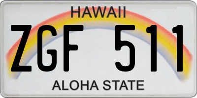 HI license plate ZGF511