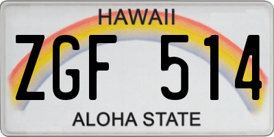 HI license plate ZGF514