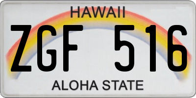 HI license plate ZGF516