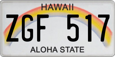 HI license plate ZGF517
