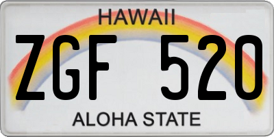 HI license plate ZGF520
