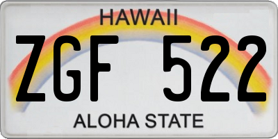 HI license plate ZGF522