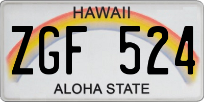 HI license plate ZGF524