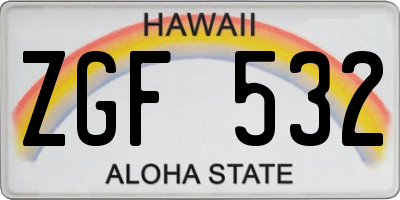 HI license plate ZGF532