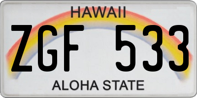 HI license plate ZGF533