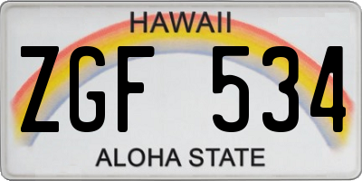 HI license plate ZGF534