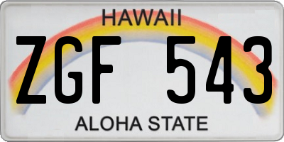 HI license plate ZGF543